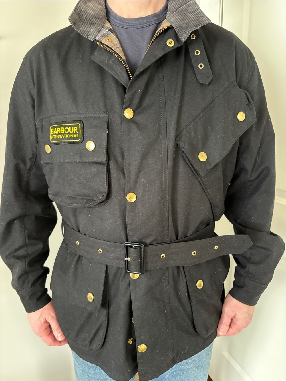 Mens Barbour International Wax Jacket - black, 42 - Picture 13 of 13